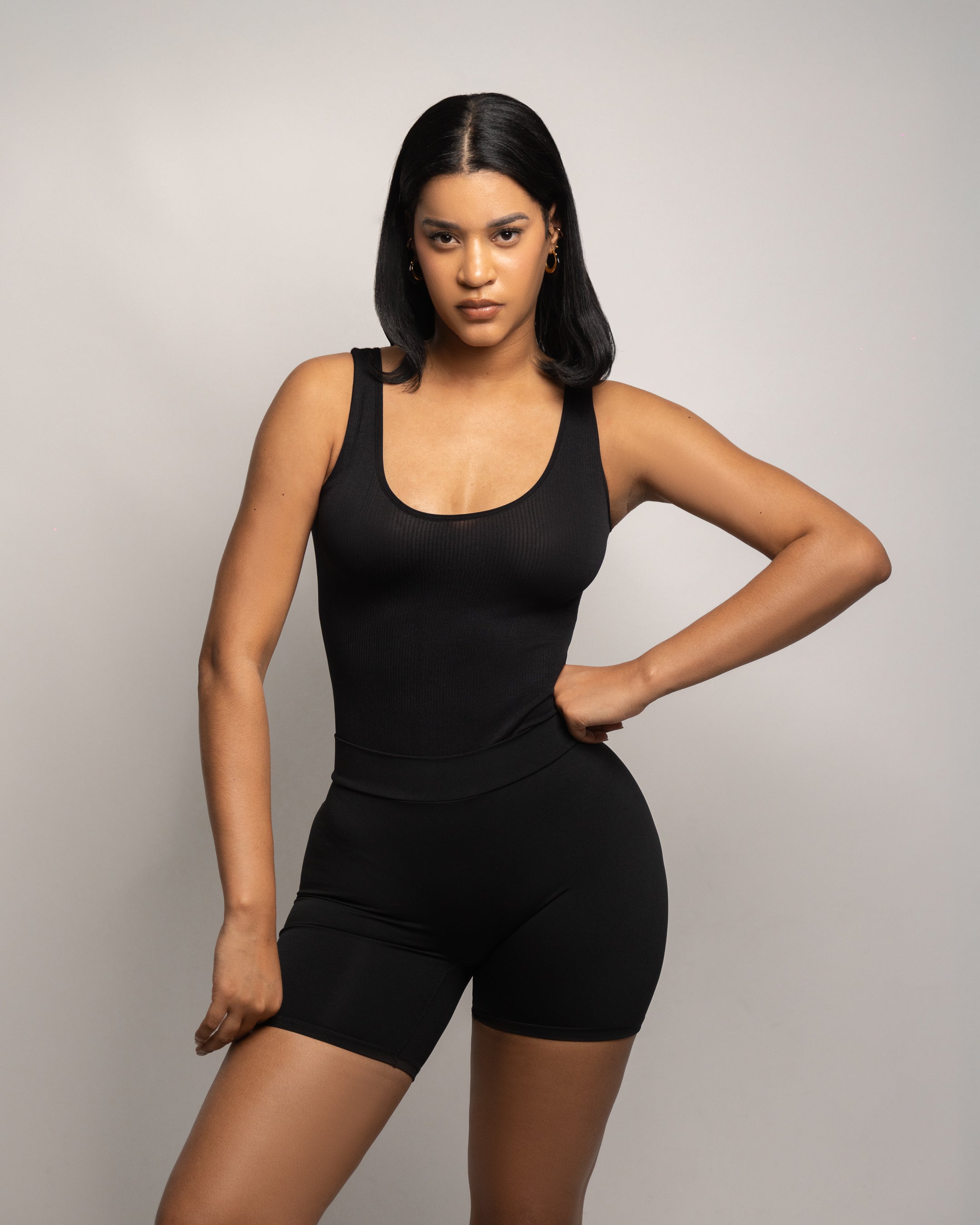 Leggings sin costuras de canalé gris poder