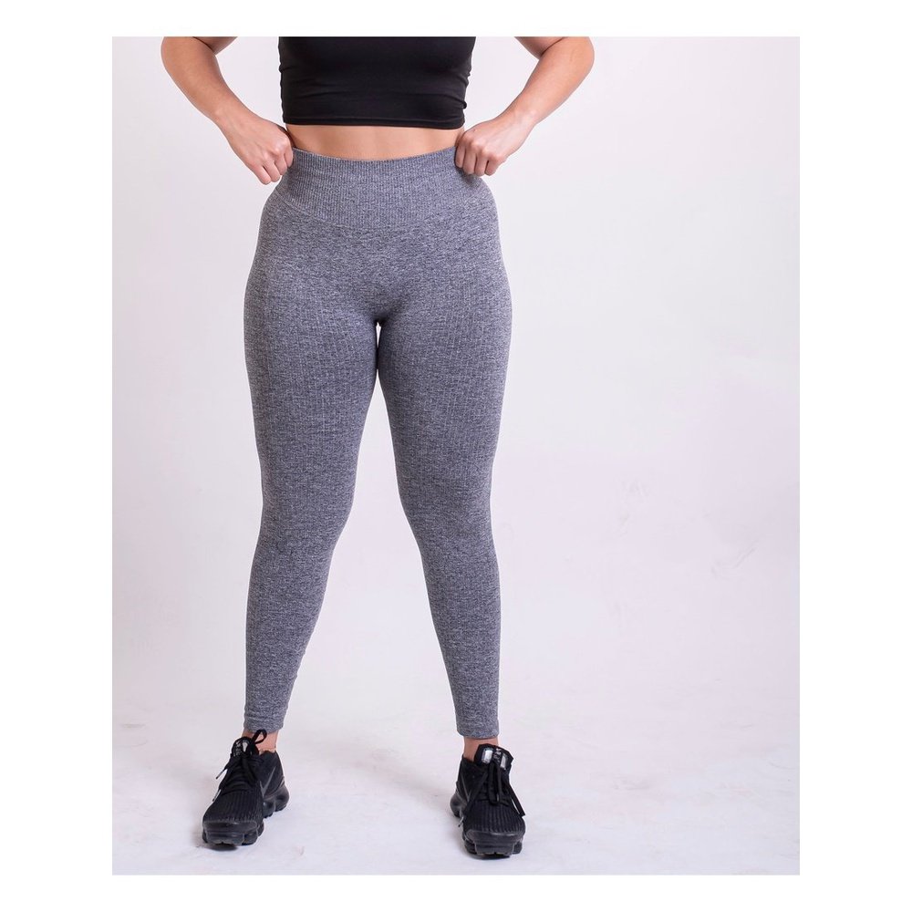 Power Gray Ribbed Seamless Leggings