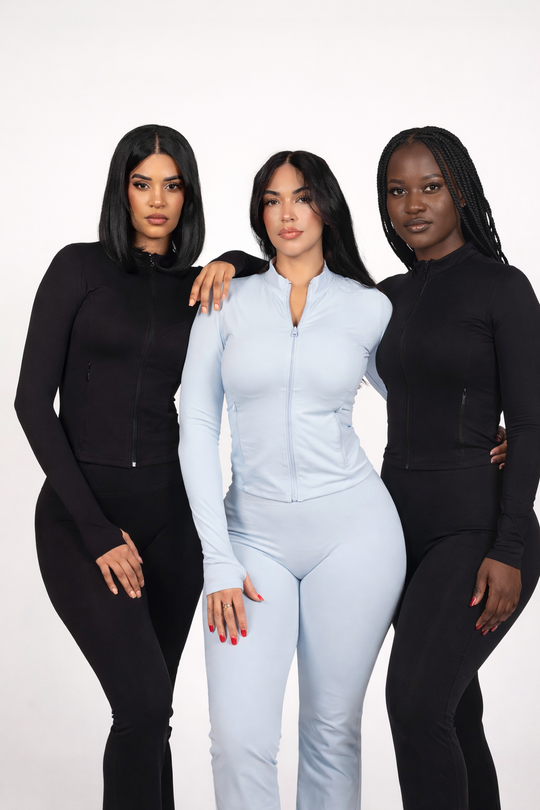 Zipper Top &amp; High-Waist Flare Set