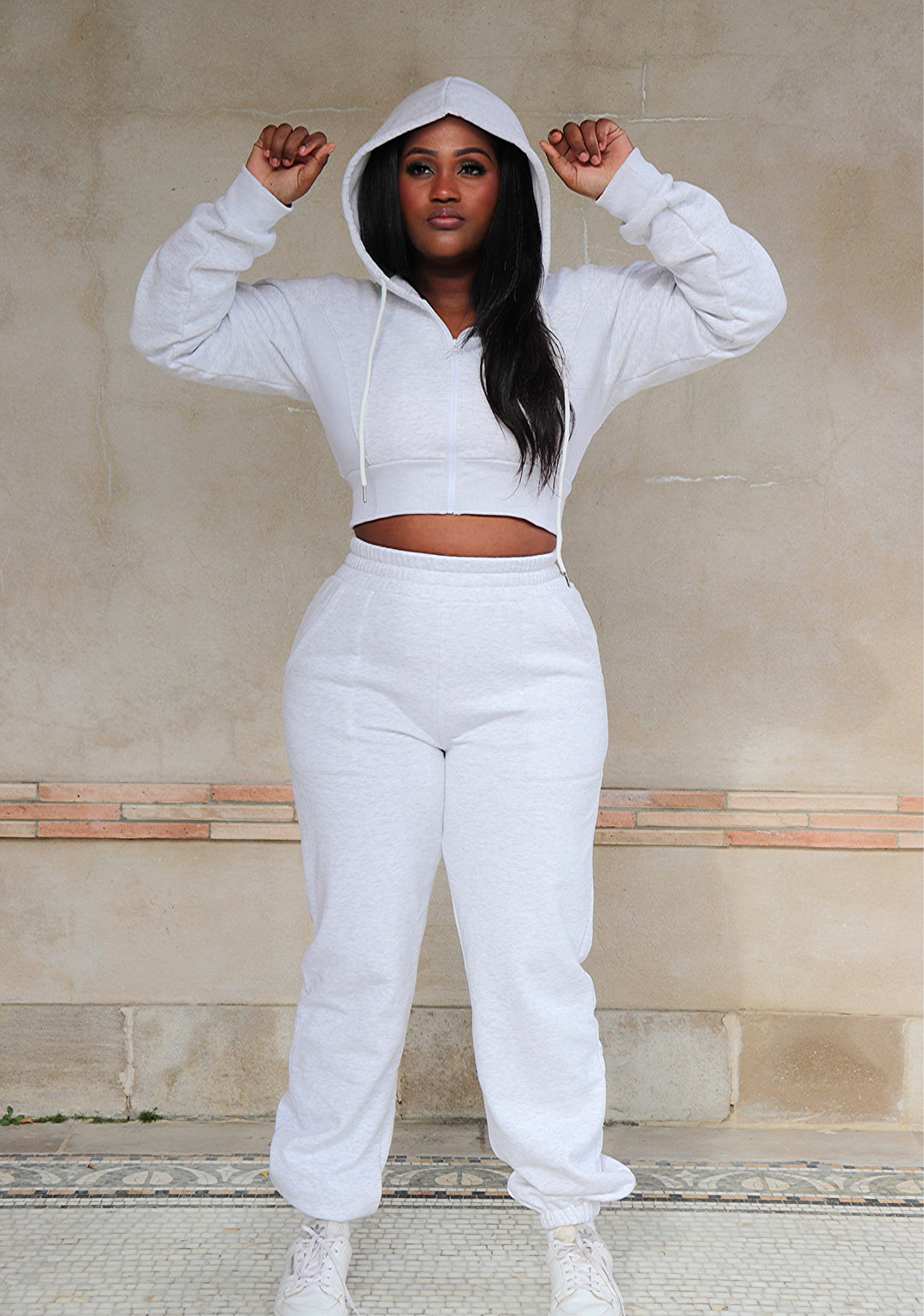 Fleece Lined Sweat Set, Zip-Up Hoodie &amp; Adjustable Waist Sweatpants