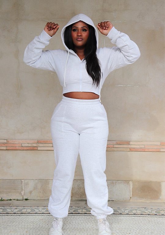 Fleece Lined Sweat Set, Zip-Up Hoodie &amp; Adjustable Waist Sweatpants