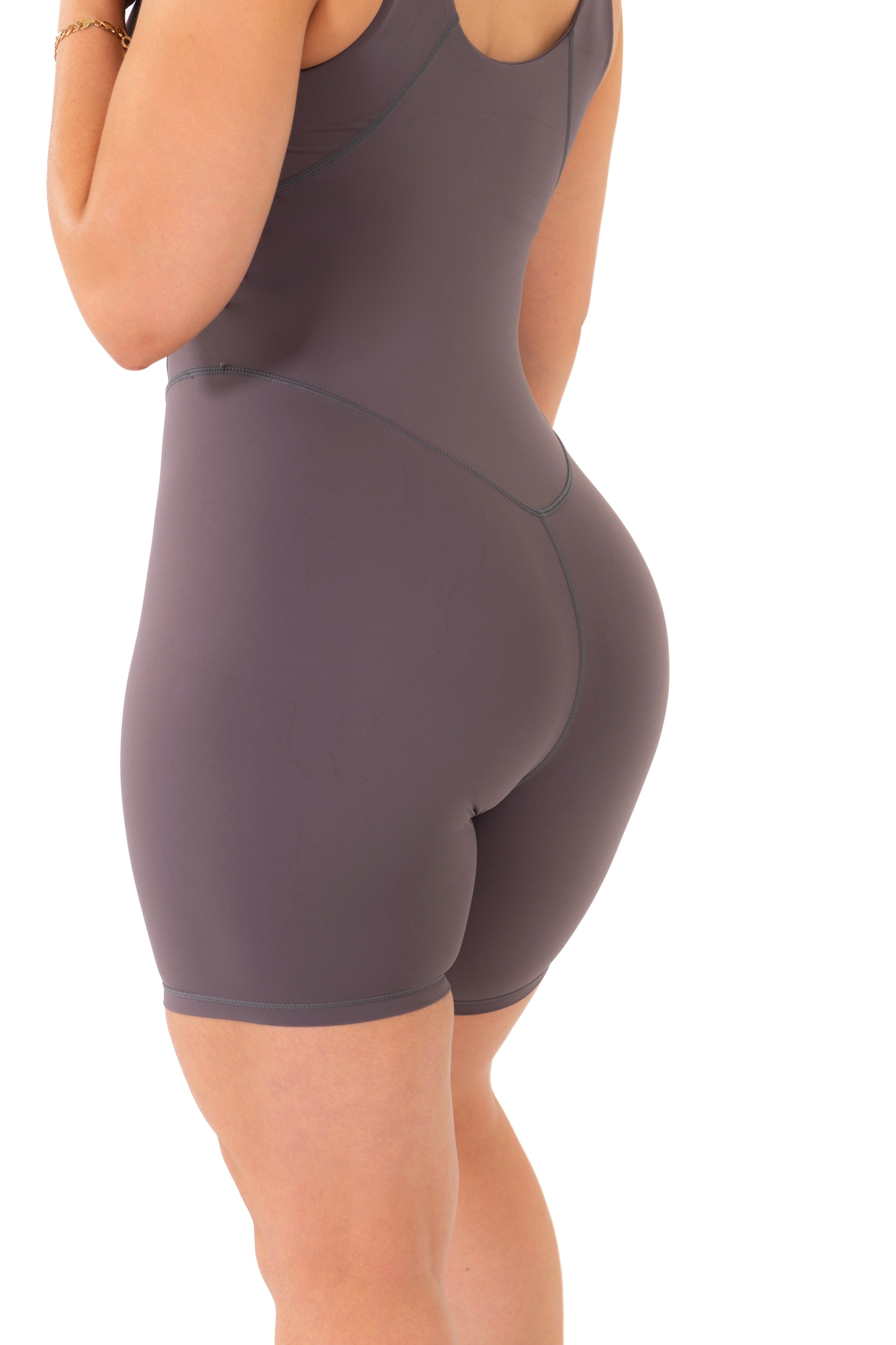 Leggings sin costuras de canalé gris poder