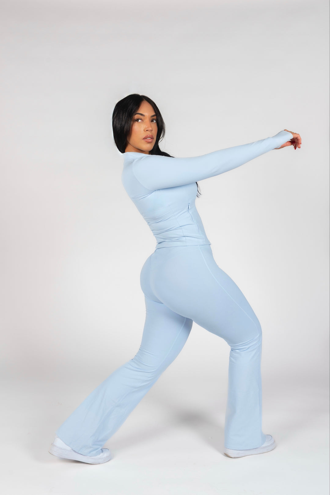 Zipper Top &amp; High-Waist Flare Set
