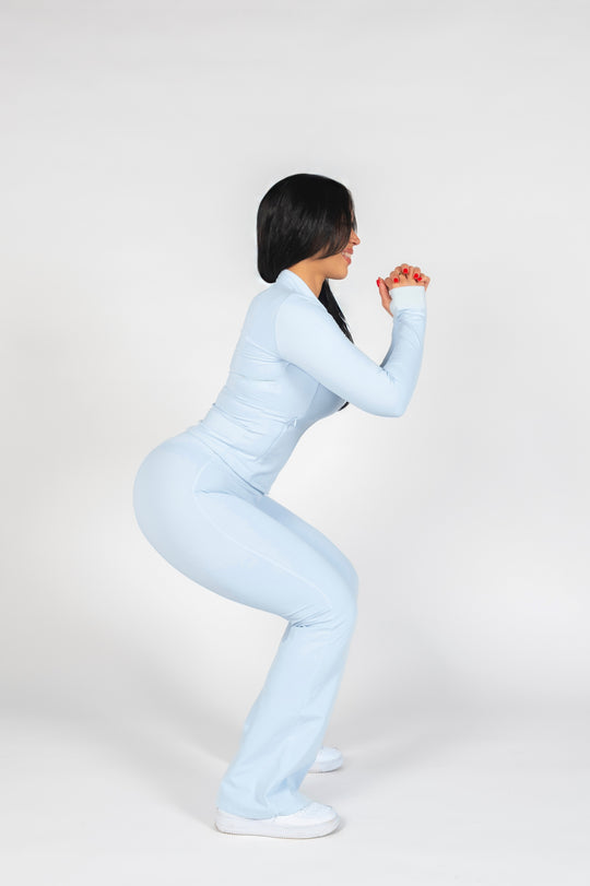 Zipper Top &amp; High-Waist Flare Set