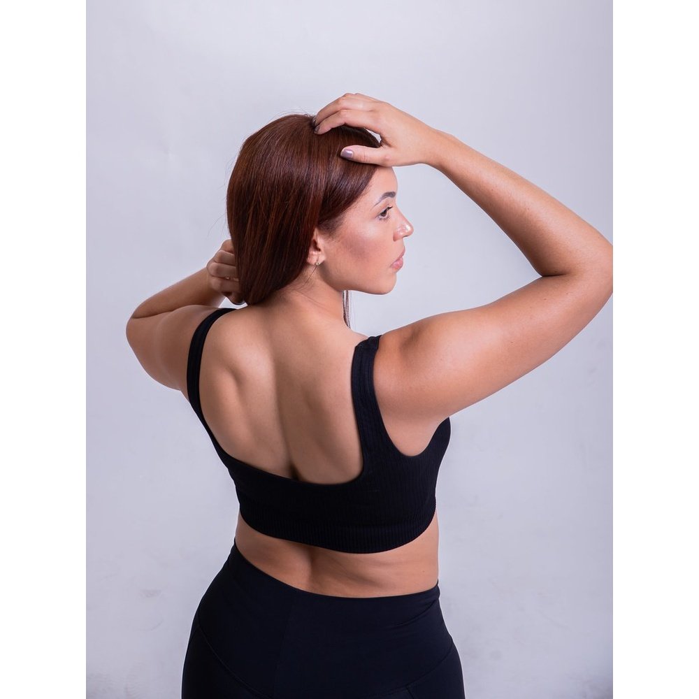 Sujetador sin costuras de canalé negro
