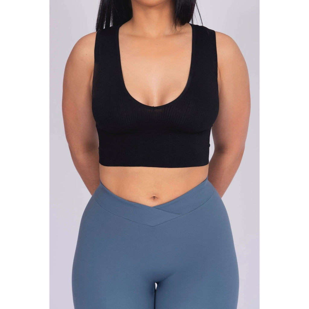 Leggings sin costuras de canalé gris poder