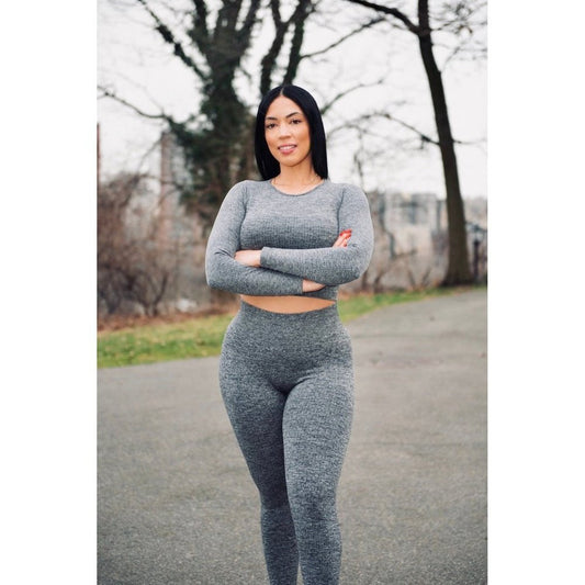 Power Gray Ribbed Seamless Set