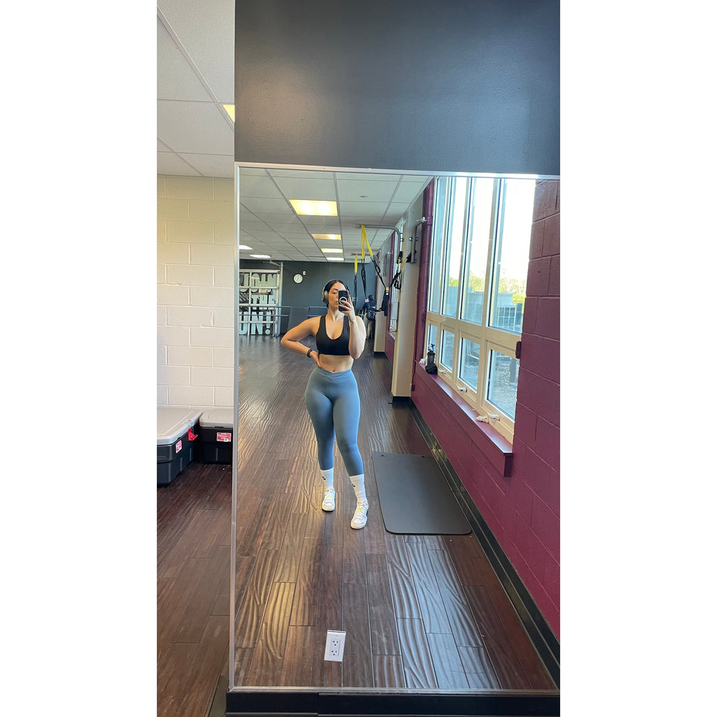 Leggings sin costuras de canalé gris poder