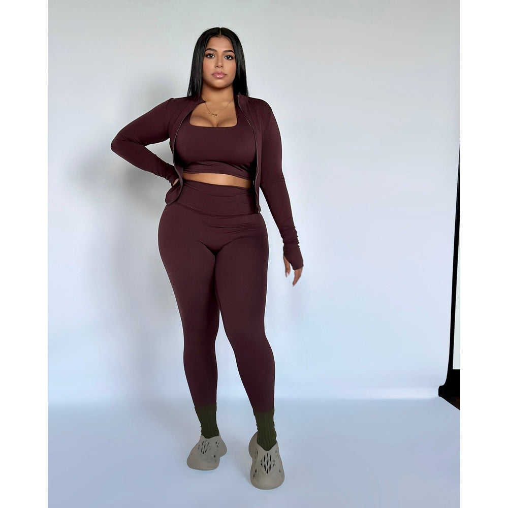 Cocoa Contour Zip-Up Performance Long Sleeve